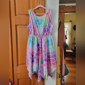 Girls SUNNY FASHION Pastel Mermaid Scale Sleeveless Dress 12